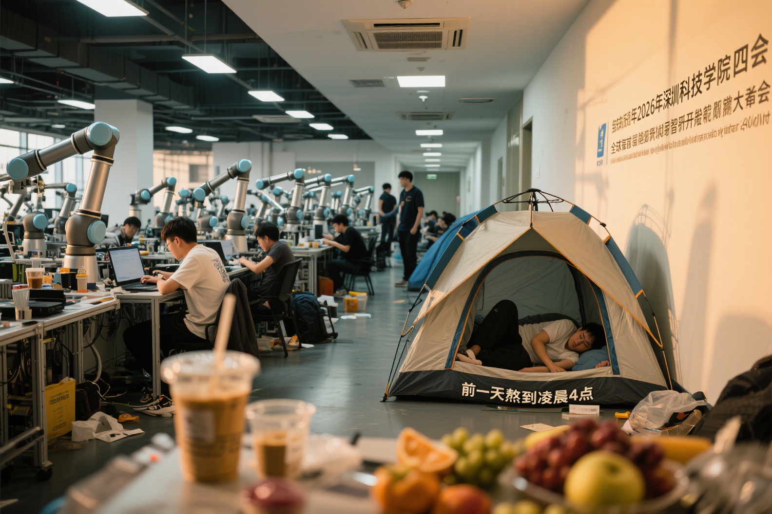 Embodied intelligence developer workspace with robotic arms